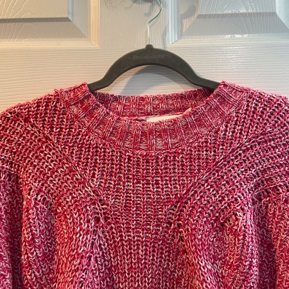 NEW NORDSTROMS Lush Marled Cable Knit Pullover Sweater PINK & WHITE SIZE SMALL - Picture 2 of 6